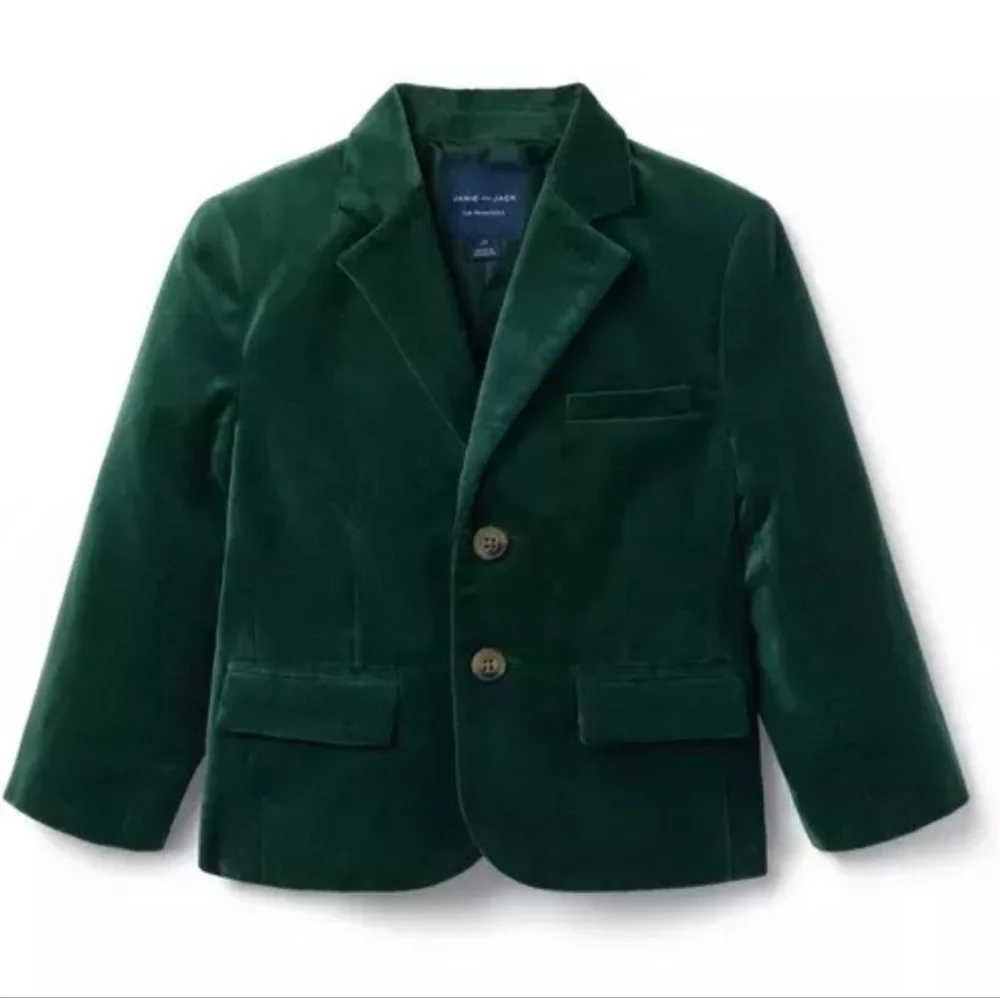 Janie and Jack Velvet Blazer Green Boys Size 4